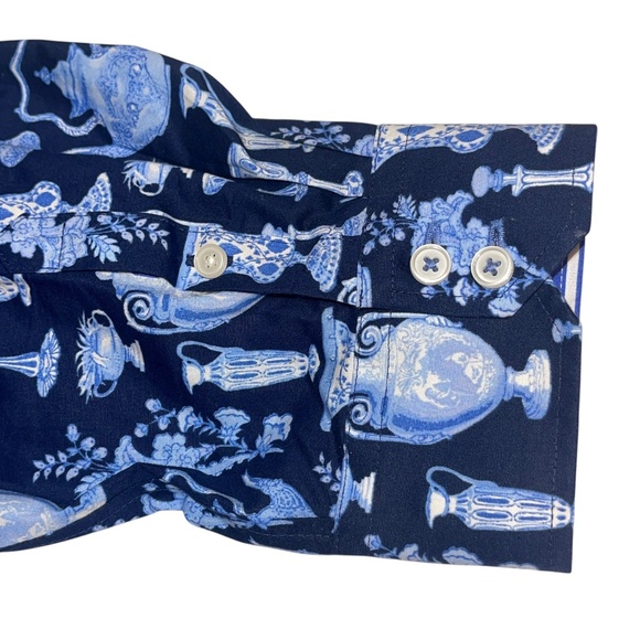 Talbots Plus Size 20 W Novelty Vases Teapots Urns Button Up Non-Iron Top Blouse - Picture 8 of 13